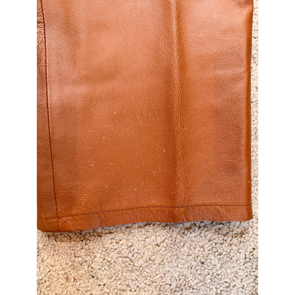 Women's METROSTYLE Brown Leather Straight Leg Pants 18T Soft Lux Scandi Street - Picture 3 of 11